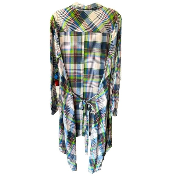 UMGEE Cotton Blend Plaid Long Sleeve Button Front Shark Bite Tunic Dress Small - Picture 3 of 11